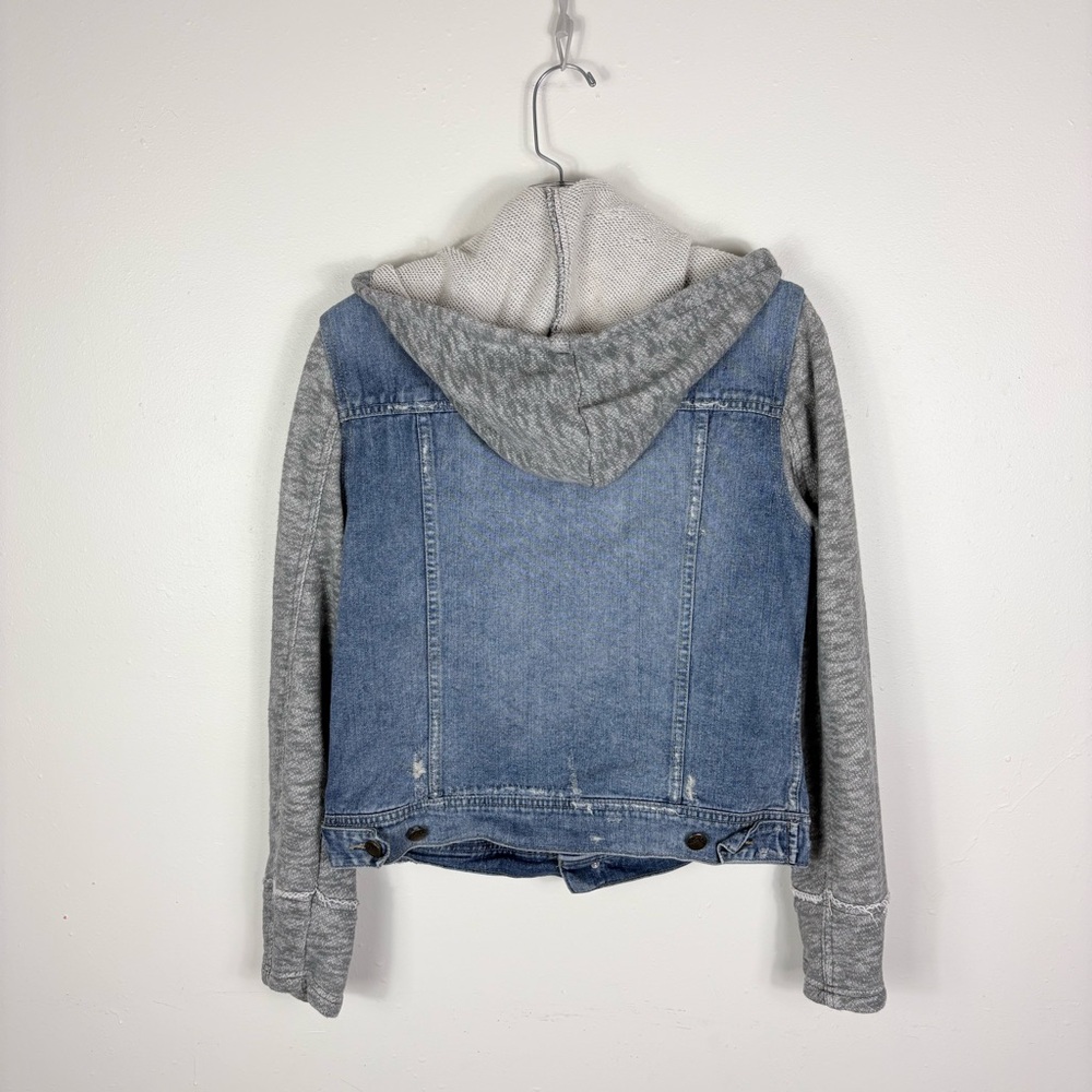 Free People Denim Jacket Women’s Hooded - Picture 3 of 12
